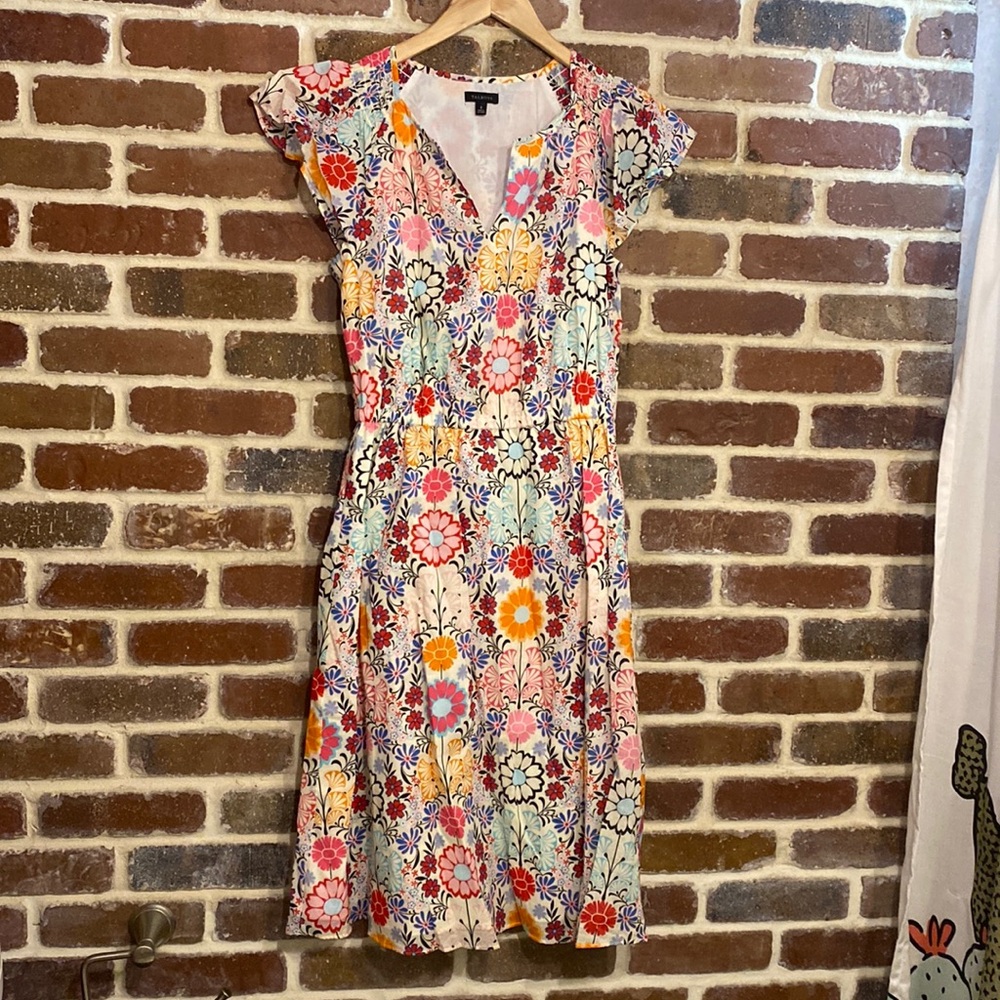 Talbots pink blue floral dress size 2